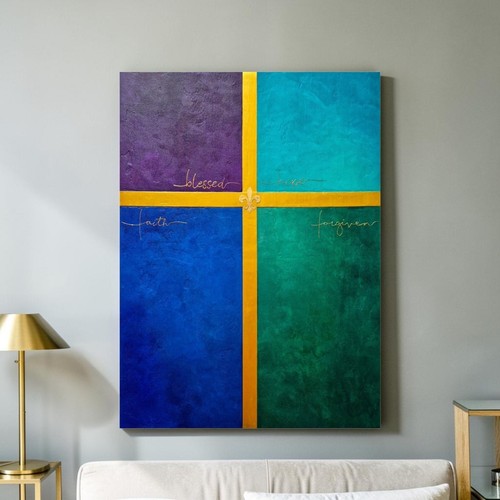 Quadro croce dorata originale