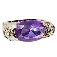 Anello fascia con zircone da donna fede vintage cristallo colorato argento a di