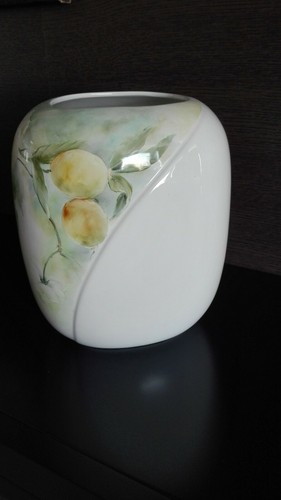 Vaso ceramica bianca - , decorato