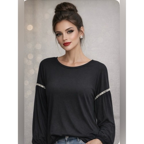 Zara black sparkle slevetrim - black,