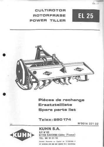 Kuhn motozappa el25 manuale - kuhn,