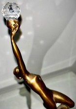 LIBERTÀ statua in Stile Liberty  Bronzo Dorato e Cristallo Sfaccettato