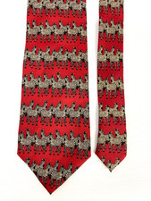 Cravatta Josh Bach pura seta rosso grigio stampa zebre 229