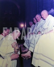 Foto vintage Italia, Giovanni Paolo II lava i piedi, 1986, stampa 25x20 cm