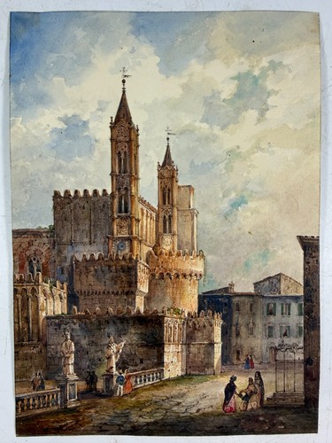 Xix secolo acquerello palermo - xix,