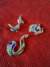 Lotto 3 Bellissimi Ciondoli Arg 925 Smalti Variopinti VINTAGE ORIGINALE Anni 70