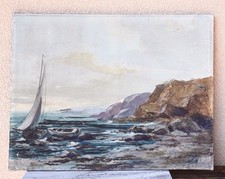 Quadro -Marina Con Barche- dipinto a olio su tela - Firmato A. Ceron(?) 65*50 cm