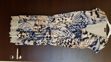 Abito donna Oltre, colore beige fantasia farfalle blu, tg 42