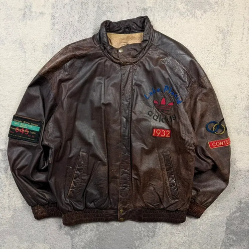 Giacca pelle adidas vintage - giacca,