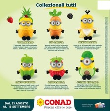 MINIONS 4 CONAD 2024 FRUTTA VERDURA PELUCHE 25CM. CAROTA FRAGOLA BANANA PEPERONE