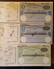 17825-TRE BLOCCHETTI DI VAGLIA POSTALE DA 500 e 1000 LIRE, ANNULLATI, 1964-65-67