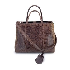 Autentica borsa a mano Fendi in pelle marrone 2 giorni con tracolla