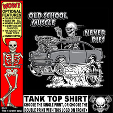 Canotta scheletro cartone animato Hot Rod Muscle Car Outlaw Gasser Drag Race 1970-1977