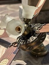 Ventilatore a Soffitto con 4 Pale e 4 Lampade - Marrone