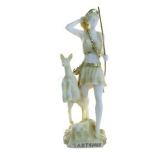 Statua antica dea greca Artemide alabastro 7" - 18 cm mitologia marmo fuso