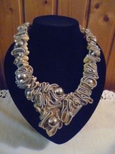 COLLANA GIALLO CERNIERE ARTIGIANALE PROTOTIPO PEZZO UNICO BIGIOTTERIA BIJOUX