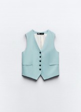 ZARA Gilet Sartoriale Donna Azzurro tg. S