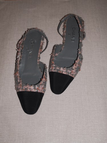 Chanel tweed slingback flat - slingback,