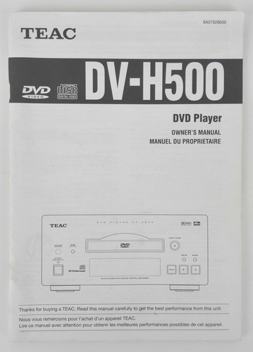 Teac 500 manuale d - dv-h, d'uso