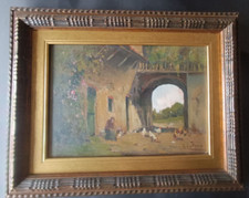 Giovanni COLMO (Torino 1867-1947) Cascinale Olio su cartone  cm 25x35