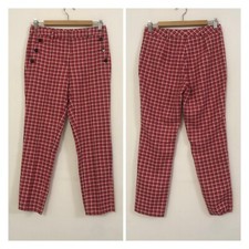 SIMONA CORSELLINI Pantalone rosa rosso fantasia tartan Tg 40