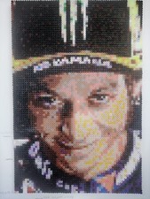 Mosaico Moderno Pixelart Handmade Con Hama Beads Ritratto Di Valentino Rossi 