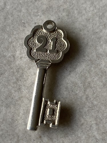 Silver key pendant charm - silver, or