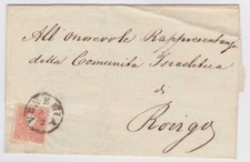 Lombardia VENETIA 1859/5 SOLDO II TIPO SU LETTERA Certificato BOLAFFI Ottima qua