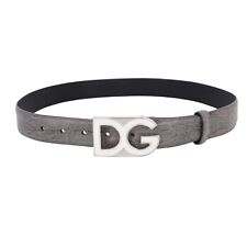 Dolce & Gabbana Dg Logo Argento Bianco Metallo Fibbia Kaiman Pelle Cintura