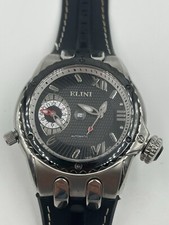 Orologio Uomo 46mm Automatico Swiss Made GENESIS DUAL TIME Quadrante Nero ELINI