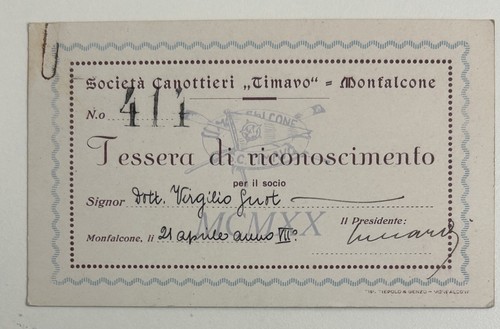 1929 tessera sport canottaggio - 1929,