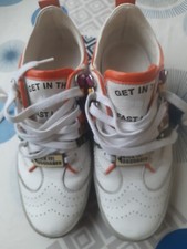 Sneakers DSsquared in pelle bianca con fasce in vernice colorata Tg.37