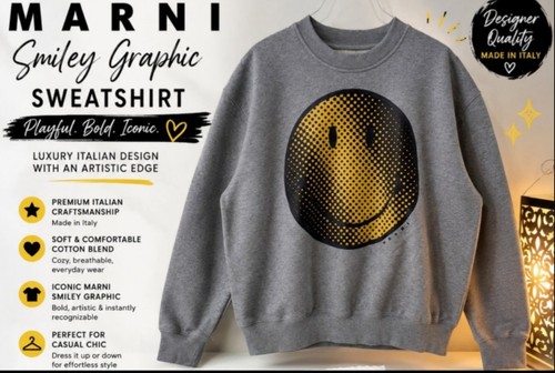 Felpa girocollo marni smiley - felpa,
