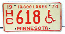 TARGA  AUTOMOBILISTICA AMERICANA ORIGINALE MINNESOTA 1974 VINTAGE IN METALLO