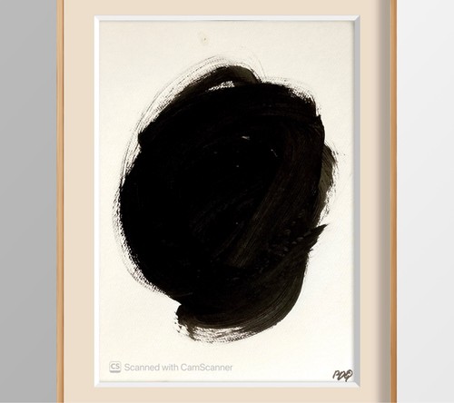 Quadro astratto tondo nero