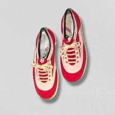Sneakers americane vintage anni 60 vintage rosa rosso bicolore 26 cm fondo di magazzino