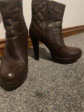 Stivaletti donna tacco alto Y2K Sisley pelle marrone imbottiti Uk4 Eu37 ottimi