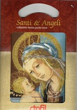  KIT STAFIL SANTI E ANGELI " MADONNA DEL LIBRO " TELA MEZZO PUNTO STAMPATA+FILI