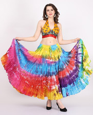 Maxi gonna estiva 25 iarde tribale danza del ventre in cotone con colori mult...
