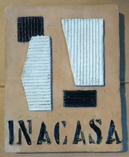 TARGA ARTISTICA CERAMICA VINTAGE RELATIVA AL PIANO INA CASA ANNI 50 ORIGINALE 