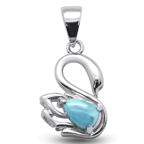 Natural larimar swan 925 - swan, .925