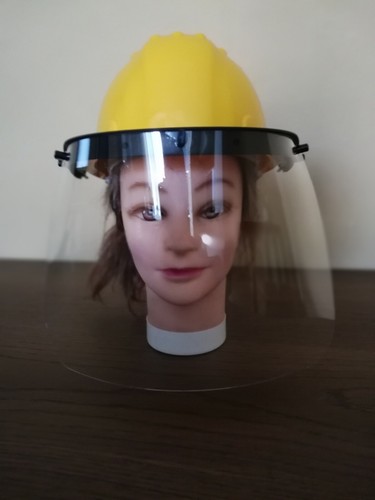 Elmetto giallo con - elmetto, visiera