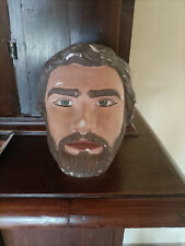 testa in gesso cartapesta vintage colorata fatta a mano scultura