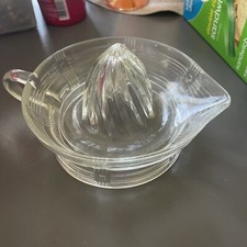 ALESATORE LIMONE vintage vetro trasparente a coste agrumi depressione epoca beccuccio manico JUICER