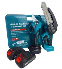 Forbice a batteria da Potatura + Motosega 2 Batterie 48V Cesoia Sega + Accessori