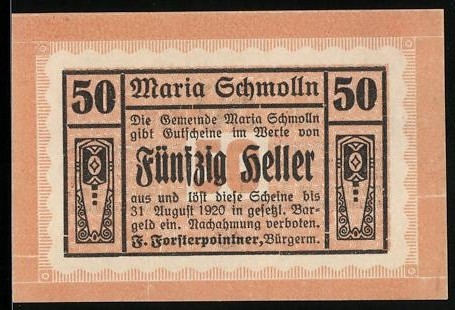 Notgeld maria schmolln 1920 - schmolln,