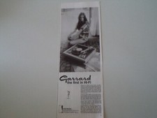 advertising Pubblicità 1974 GIRADISCHI GARRARD ZERO 100