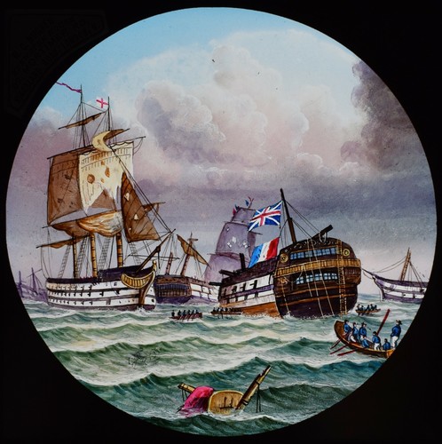 Magic lantern slide - lantern, naval