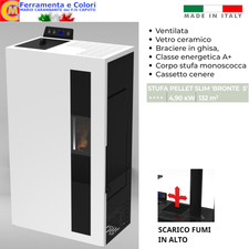 Stufa a Pellet SLIM 5Kw Ventilata BIANCO A+ 4 STELLE Alto Rendimento 96,4% 132m3