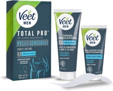 Men Kit Depilazione Intima per Pelli Sensibili, Crema Depilatoria Uomo Parti Int